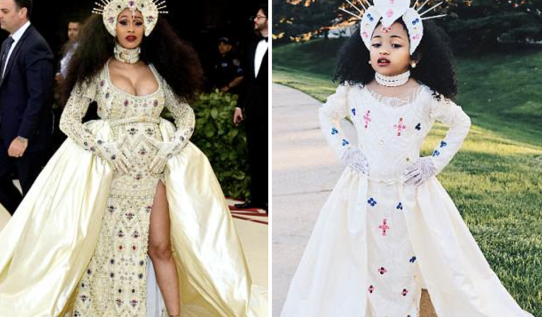 Five-year-old girl goes viral after recreating Cardi B’s fierce Met Gala look – and even earns a shout out from the rapper herself.