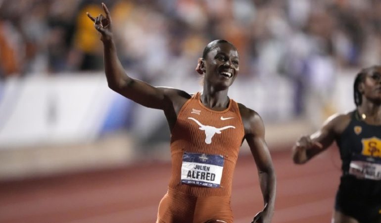 Julien Alfred from Texas and Jasmine Moore from Florida achieved remarkable feats by establishing new collegiate records during the track and field championships.
