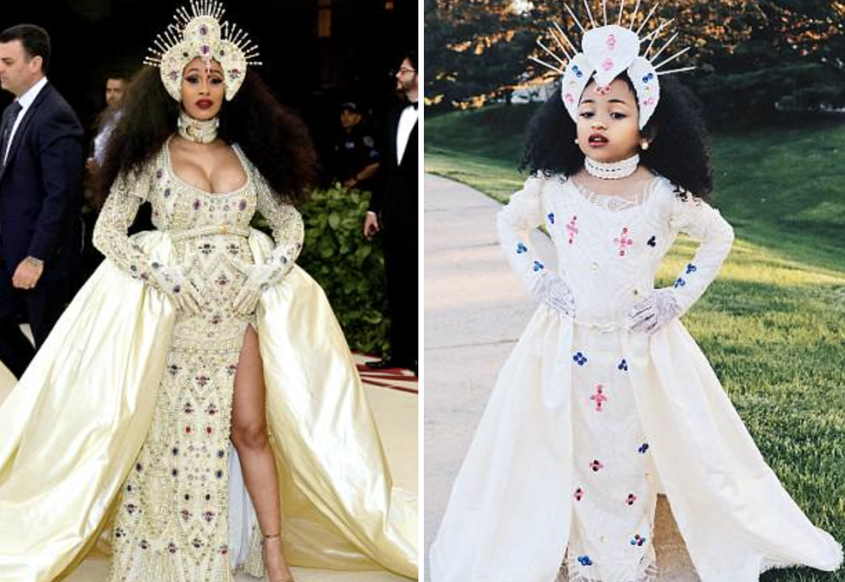 Five-year-old girl goes viral after recreating Cardi B’s fierce Met Gala look – and even earns a shout out from the rapper herself.