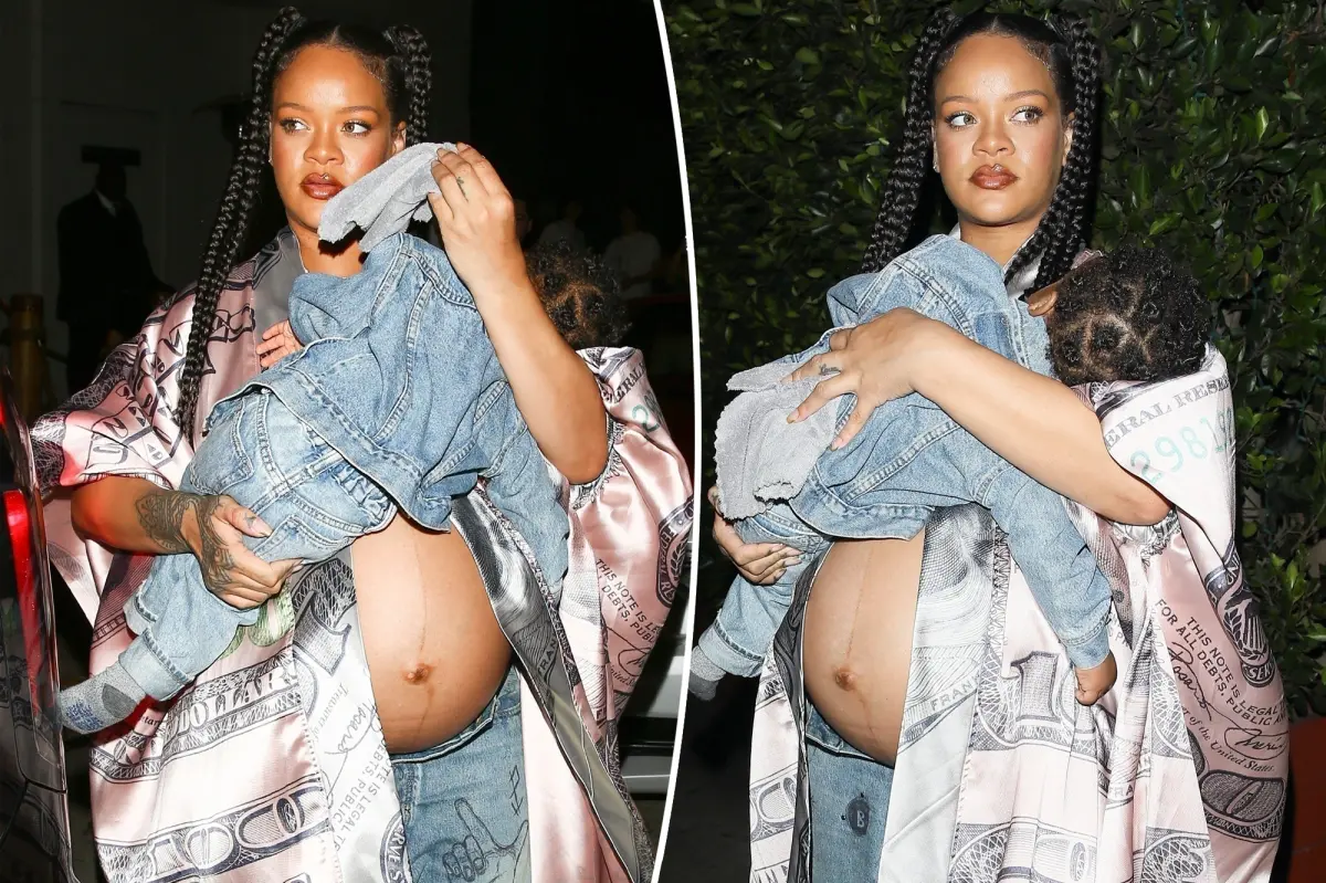 Glowing & growing, Rihanna shows off her baby bump while stepping out with her little ones in LA.