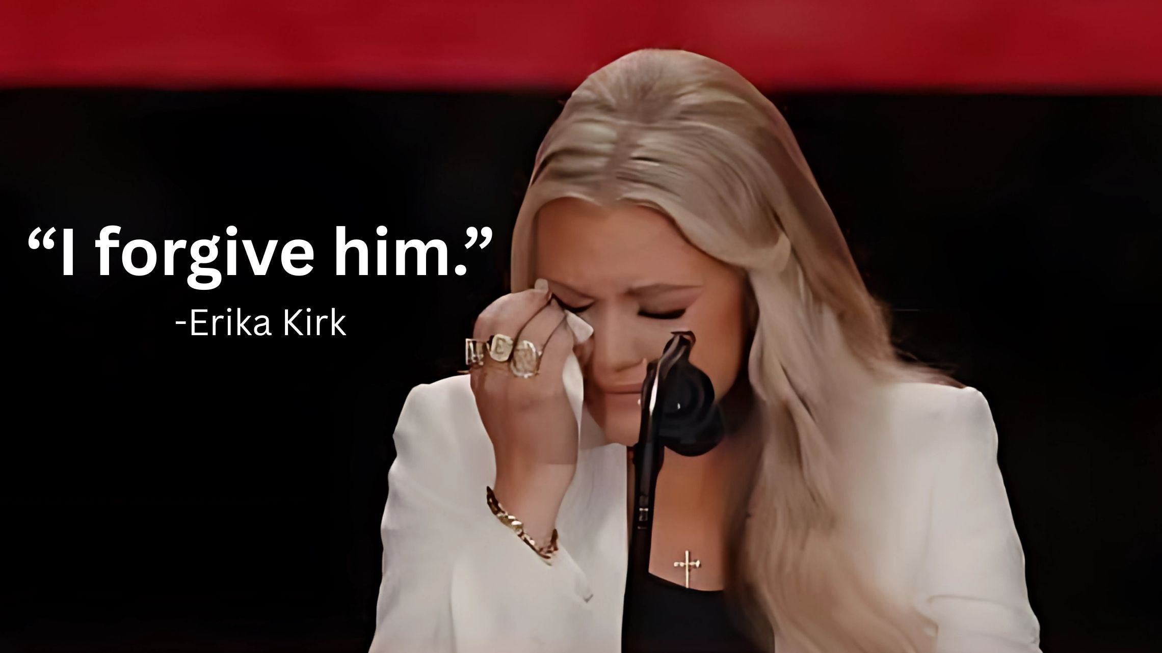 Erika Kirk’s heartbreaking tribute ends in forgiveness for Tyler Robinson at Charlie’s memorial.￼￼